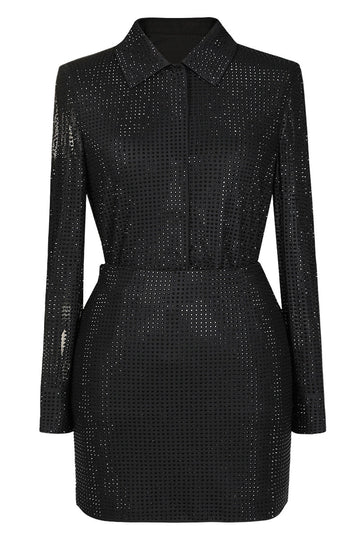 Glitrende Sort 2-delt Kvinder Jakkesæt